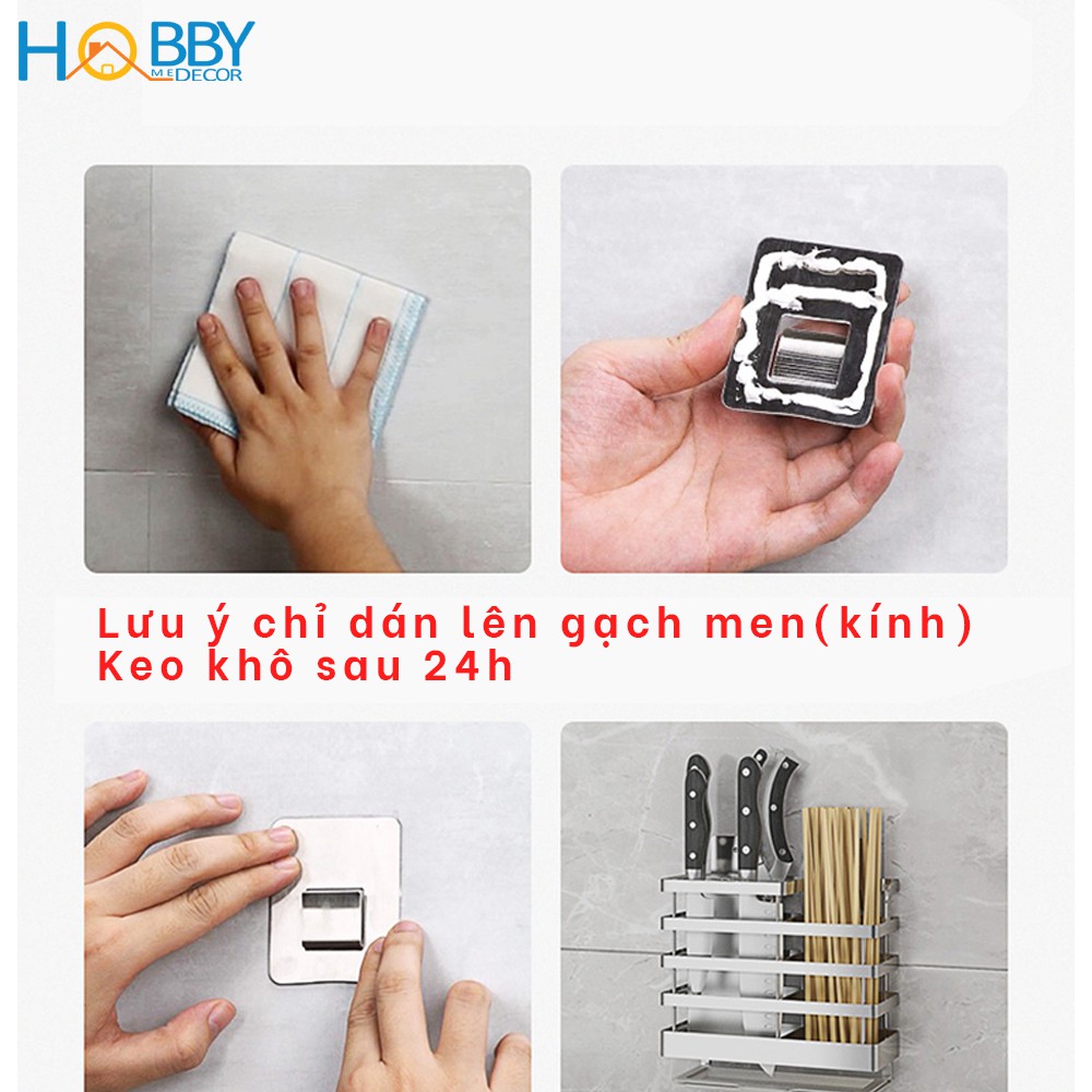 Kệ đựng đũa muỗng Inox 304 HOBBY KDMD dán tường gạch men có khay hứng nước - kèm keo dán và miếng Inox dán | BigBuy360 - bigbuy360.vn