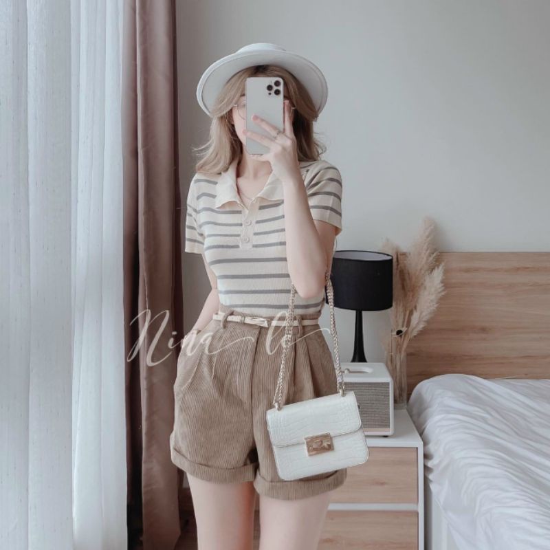 Áo montoghi kẻ pha thêu CD ong xinhh nhiều màu