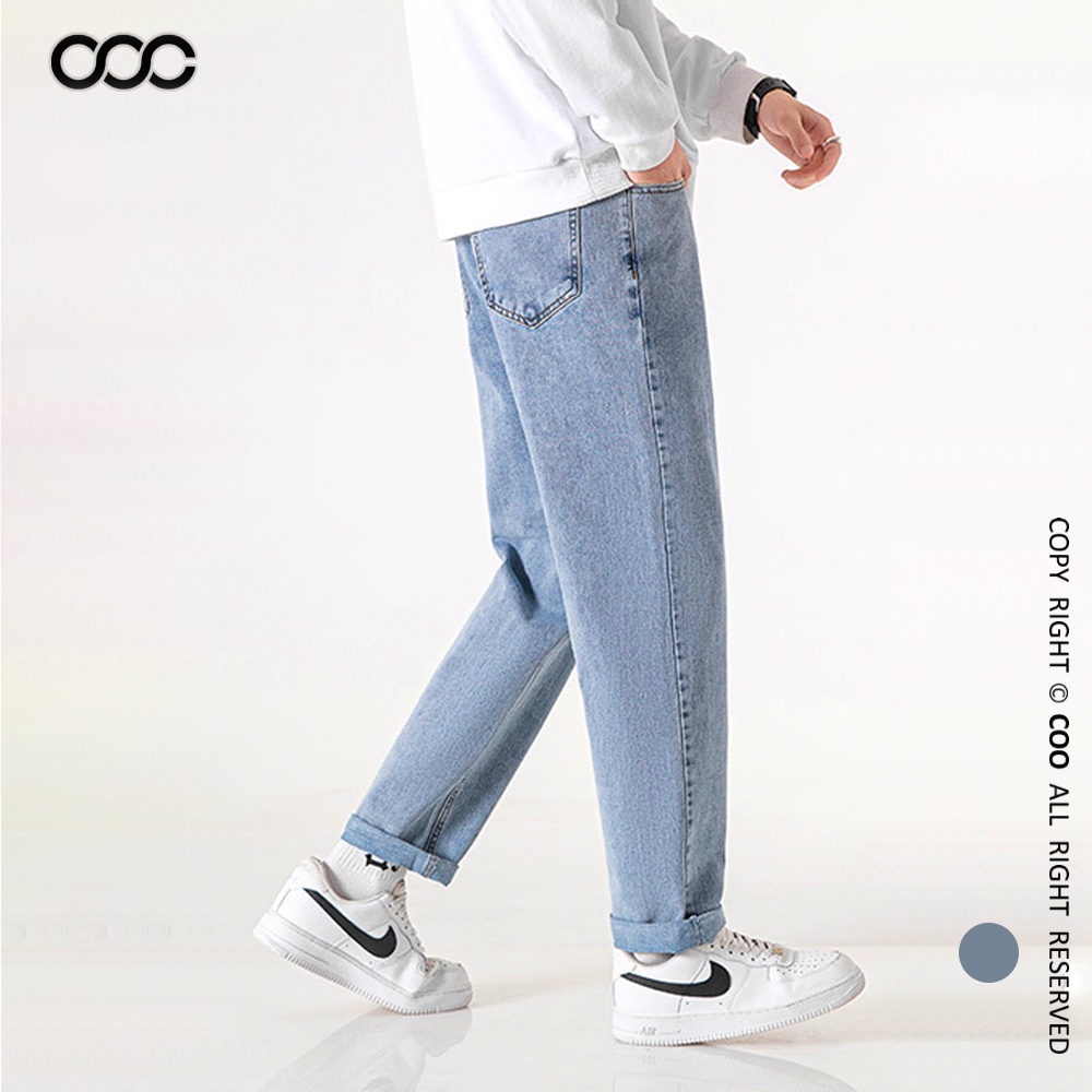 Quần bò phom rộng nam nữ Coo, quần bò ống xuông dáng xuông QB-001