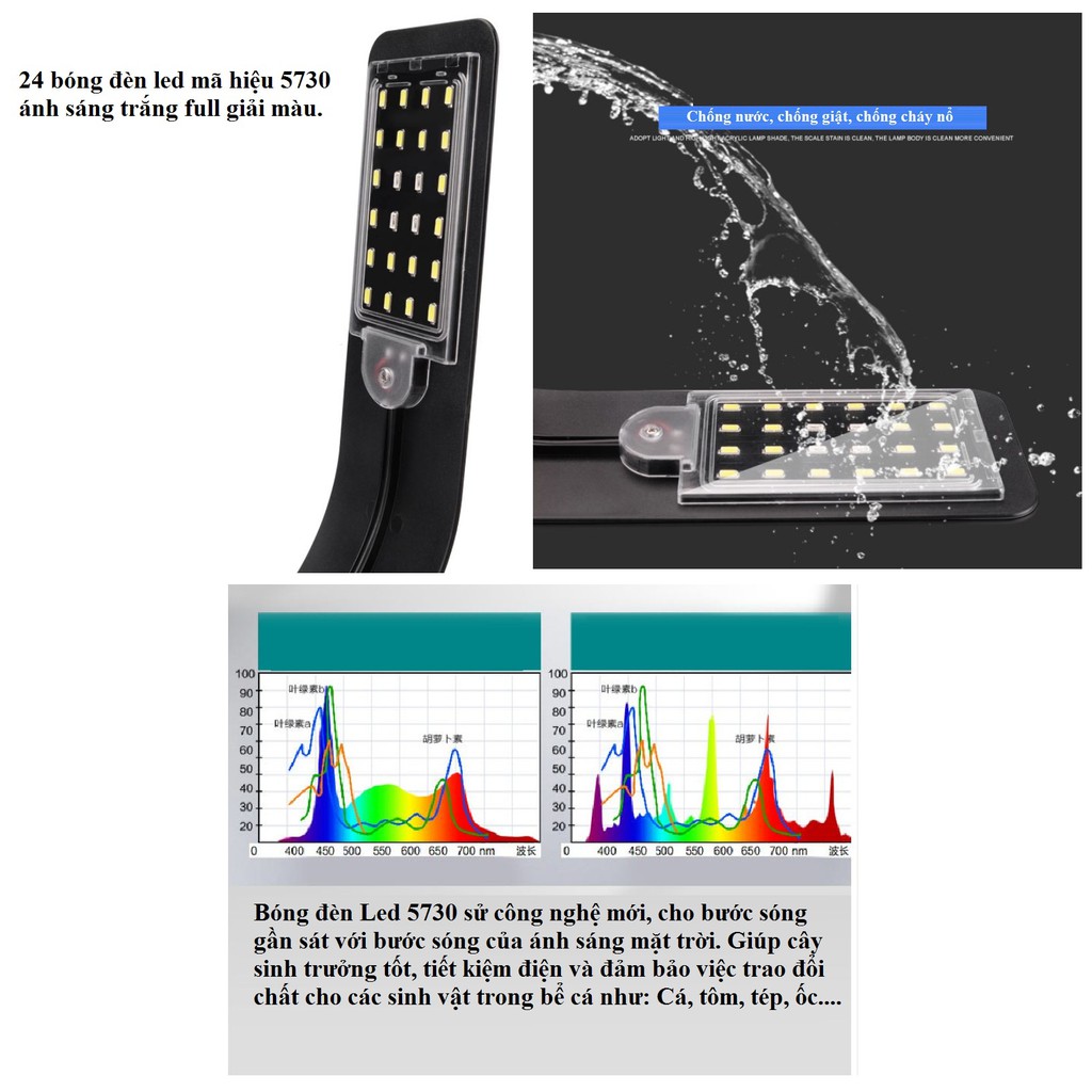 Đèn led thủy sinh X5 siêu mỏng (24 bóng)