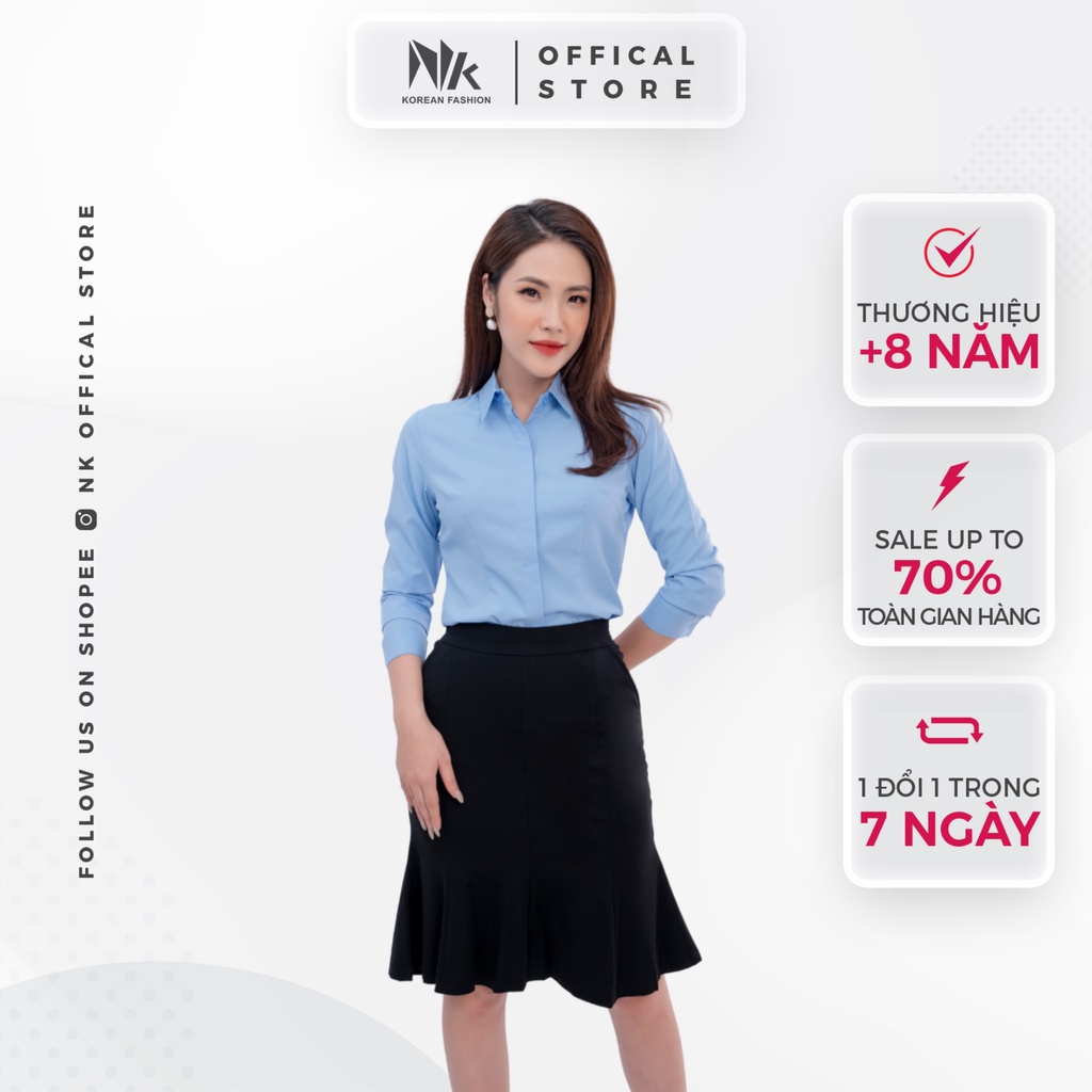 Áo Sơ Mi Nữ Công Sở Cao Cấp Dài Tay NK FASHION, Thiết Kế Đơn Sắc Tối Giản Thanh Lịch NKSM2010011B - Hàng mới về