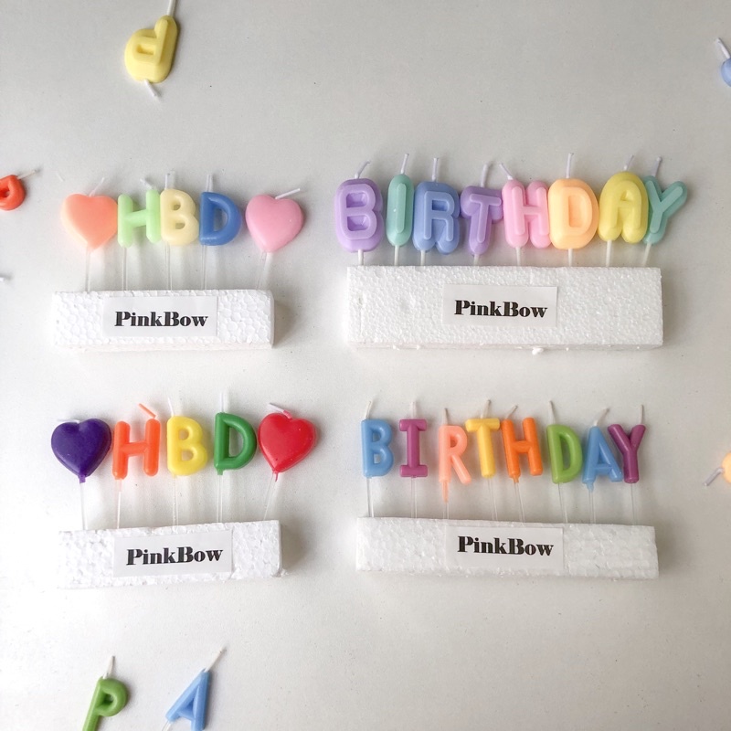 Nến sinh nhật chữ happy birthday HPBD đủ màu 2 loại ĐẬM/NHẠT