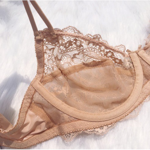 Bộ Đồ Lót Ren Mỏng Dây Quai Kép Đính Nơ Có Gọng Không Đệm Siêu Sexy Cho Nữ Lacy Bra - B03