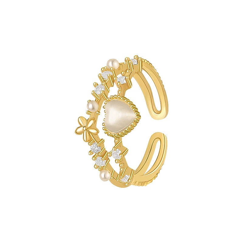 Nhẫn Đính Đá Opal Hình Trái Tim Thời Trang Cho Nữ