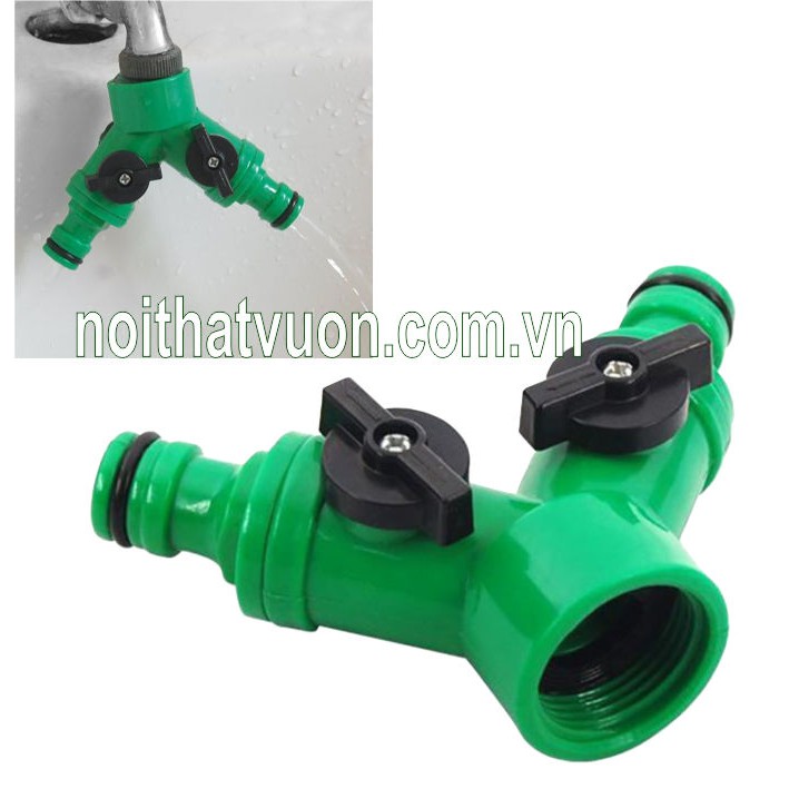 Van khóa y - Van khóa Y nối nhanh phi 27mm, chia hai đường nước tưới