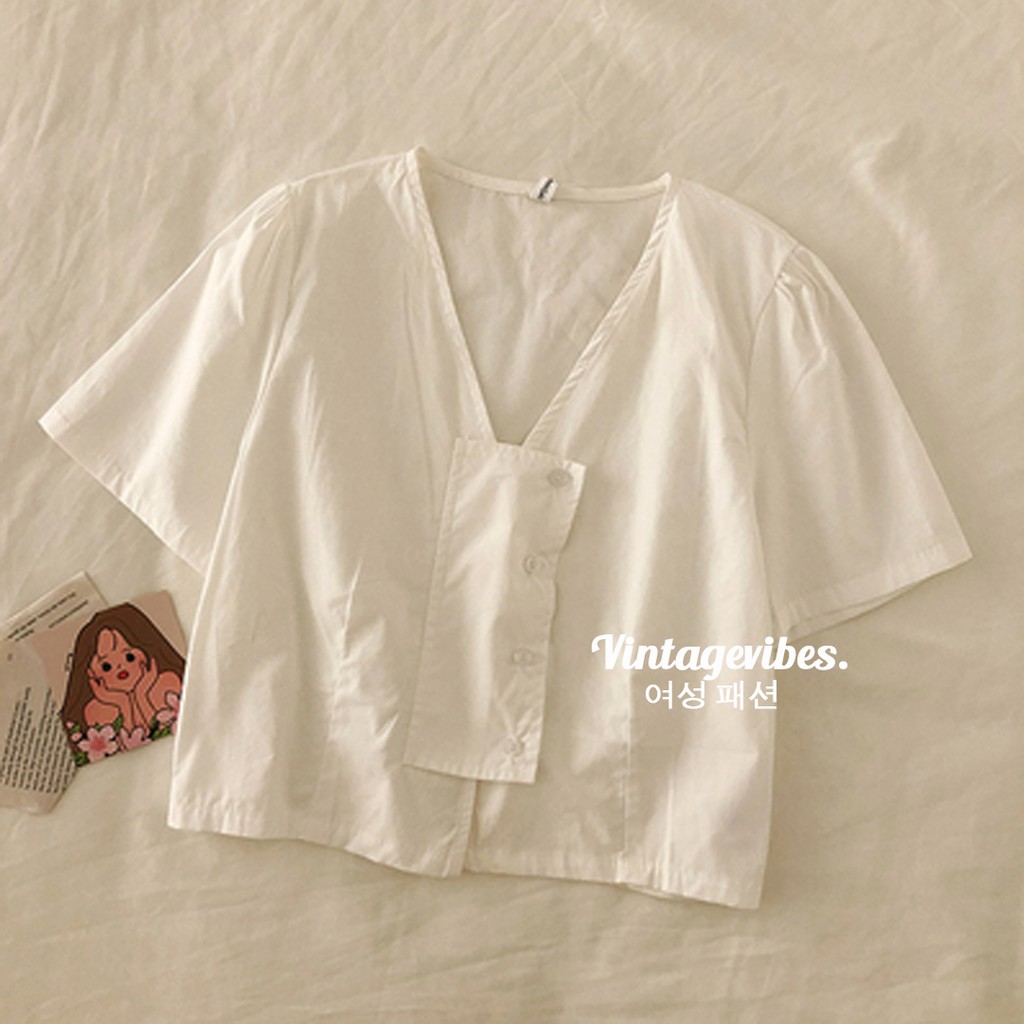 Áo babydoll phong cách Hàn Quốc cổ kiểu thanh lịch Ulzzang - Ảnh thật