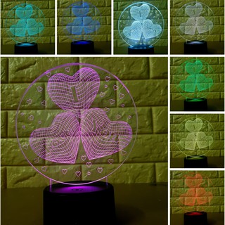 Đèn led 3d 3d trái tim-16 màu-điều khiển từ xa