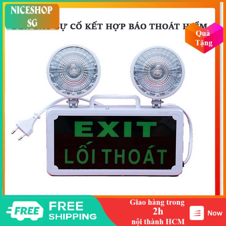 Đèn sự cố kết hợp báo thoát hiểm exit khẩn cấp chế độ led siêu sáng - GD0743