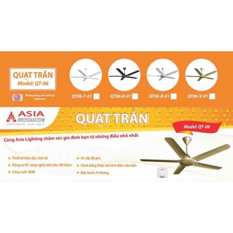 Quạt trần 5 cánh Asia QT06