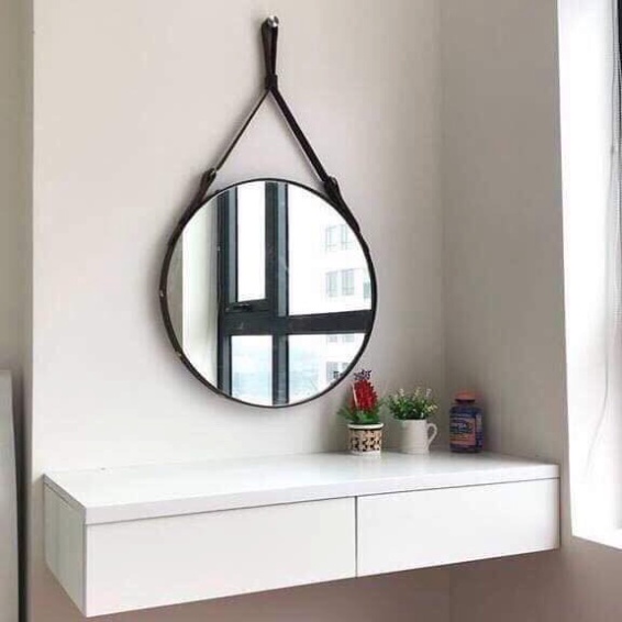 Gương Tròn Treo Tường Dây Da Cao Cấp