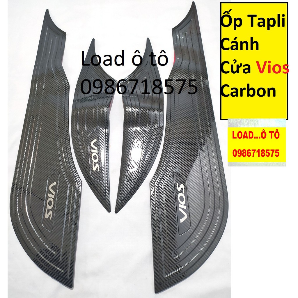 Ốp Tapli cánh Cửa Toyota Vios 2022-2019 Vân Carbon Cao Cấp