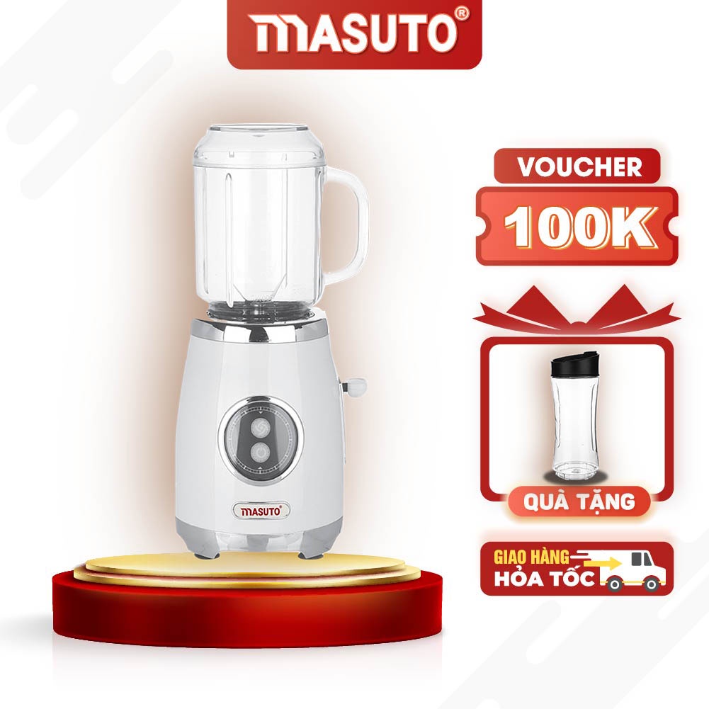 Máy xay sinh tố đa năng Masuto Blender 2 cối 0,6L say đá hạt siêu nhuyễn mịn chỉ 10s XAY SINH TỐ