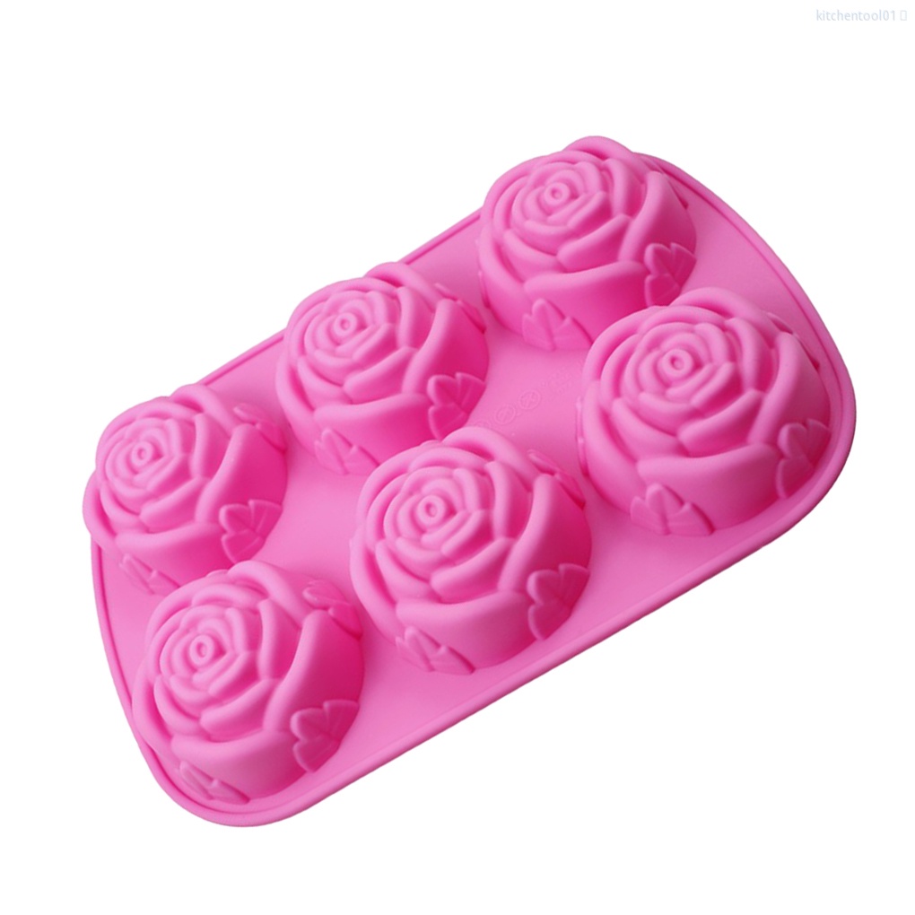 Khuôn silicone làm bánh 6 ngăn chống dính hình bông hoa tiện dụng cho nhà bếp diy
