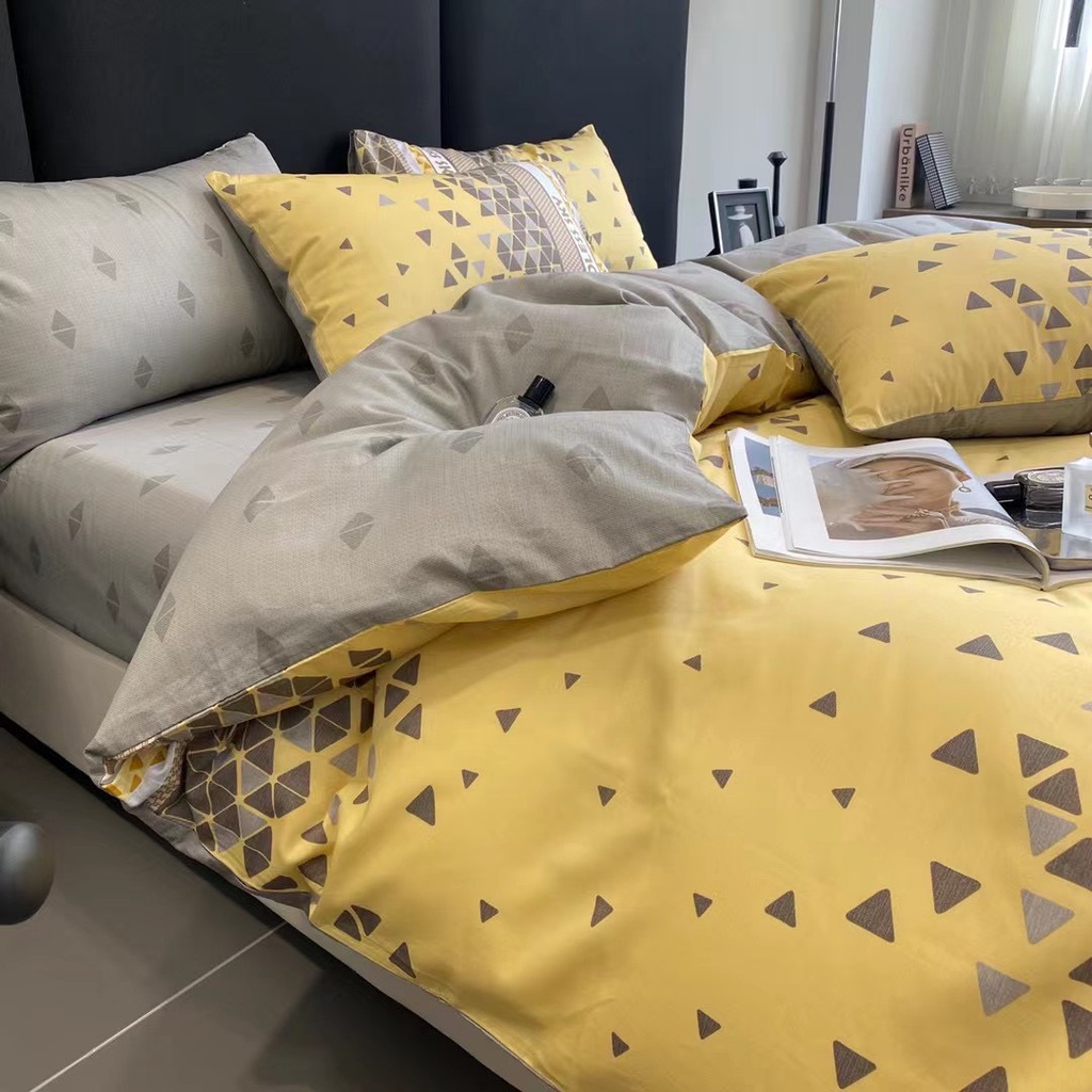Bộ chăn ga gối cotton organic Tam giác vàng Dreamhome