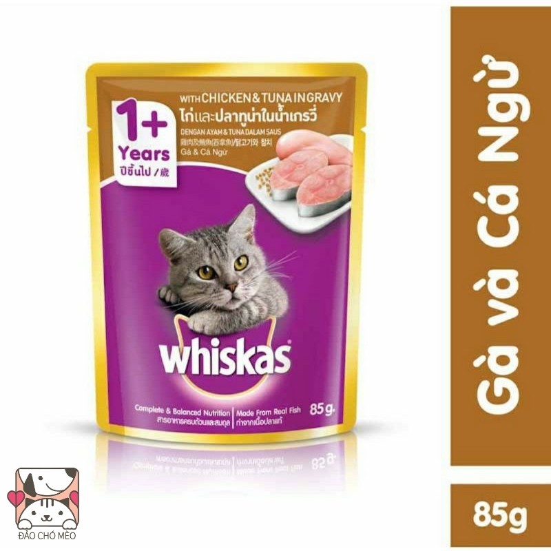[Mã SKAMLTSM9 giảm 10% đơn 99K] Pate Mèo Whiskas Junior Tuna 85g cung cấp nguồn dinh dưỡng dồi dào cho mèo - Đảo Chó Mèo