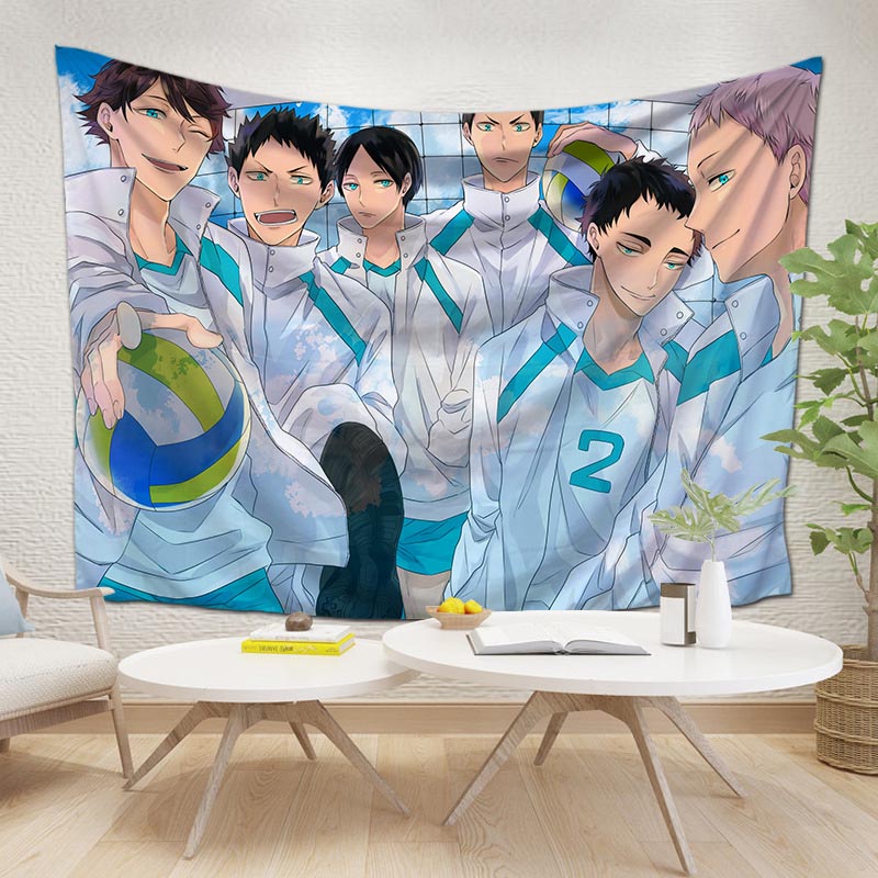 Tấm thảm hình Karasuno Hinata anime Haikyuu Nhật Bản trang trí phòng ngủ
