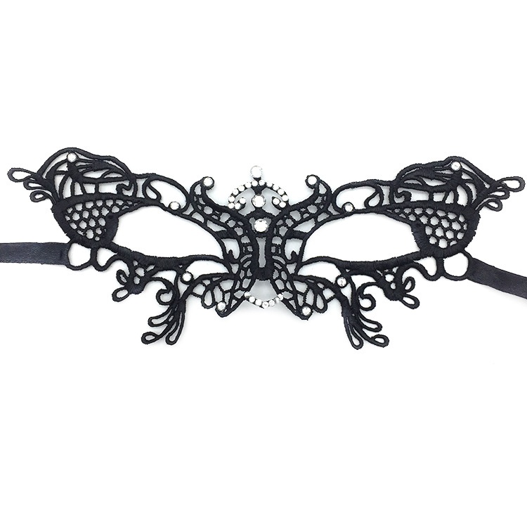 Mặt Nạ Ren Đính Đá 3D Màu Đen Phong Cách Cổ Điển Dùng Hóa Trang Tiệc Cưới / Halloween