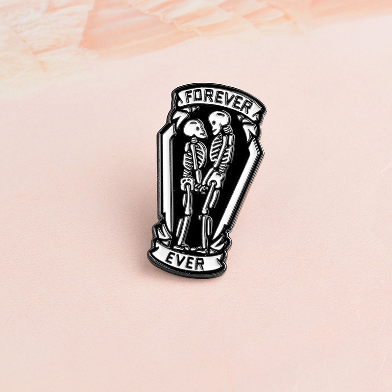Ghim Cài Áo Hình Bộ Xương Phong Cách Punk Dành Cho Cặp Đôi