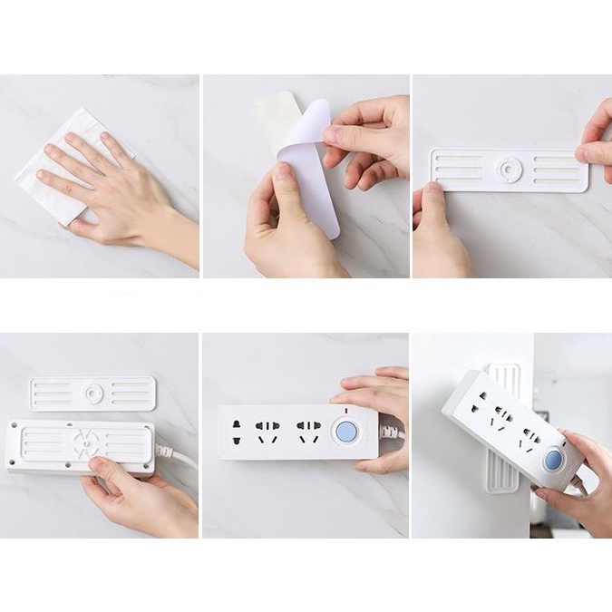 Giá Đỡ Ổ Cắm Điện Gắn Tường Không Đục Lỗ Có Móc Treo Tiện Dụng