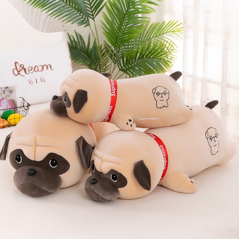Gấu Bông Chó Pug Nằm Mềm Mịn - Gối Ôm Chó - Gấu Bông Mina