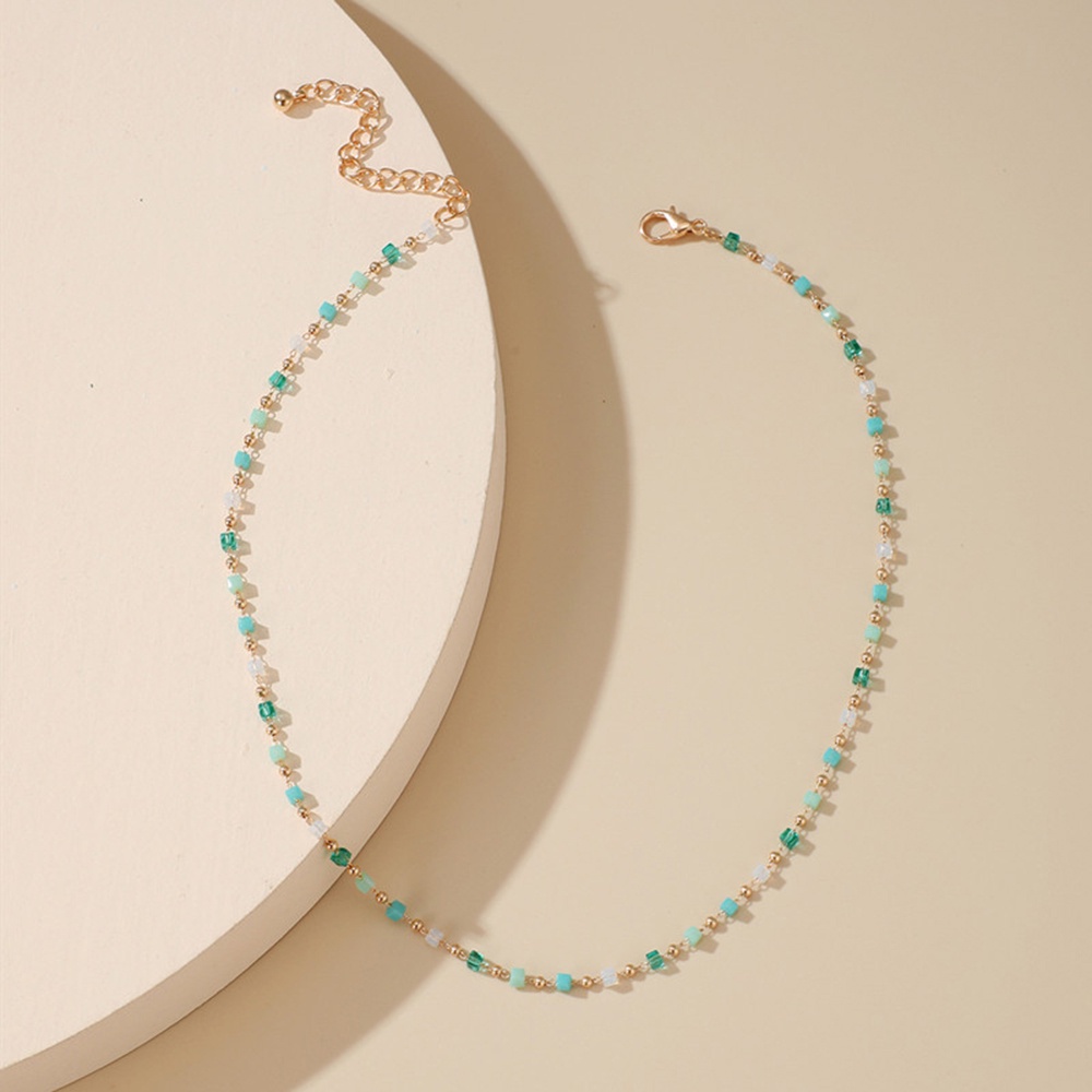 Vòng cổ Chuỗi Hạt Màu Xanh Lá Phong Cách Hàn Quốc Đơn Giản Thời Trang Cho Nữ