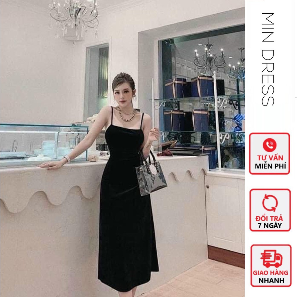Đầm Nữ Hai Dây MIN DRESS Thiết Kế Dáng Dài Xòe Nhẹ Vintage, Chất Co Dãn, Váy Maxi 2 Dây Rẻ Đẹp