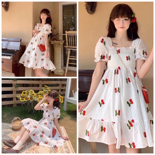Đầm xoè cherry