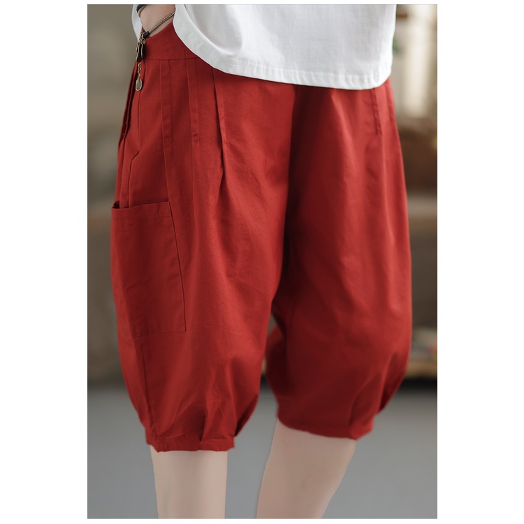 Quần ngố kaki nữ phong cách mới màu đỏ,nâu,đen đủ size 90kg Thaco mã KD01