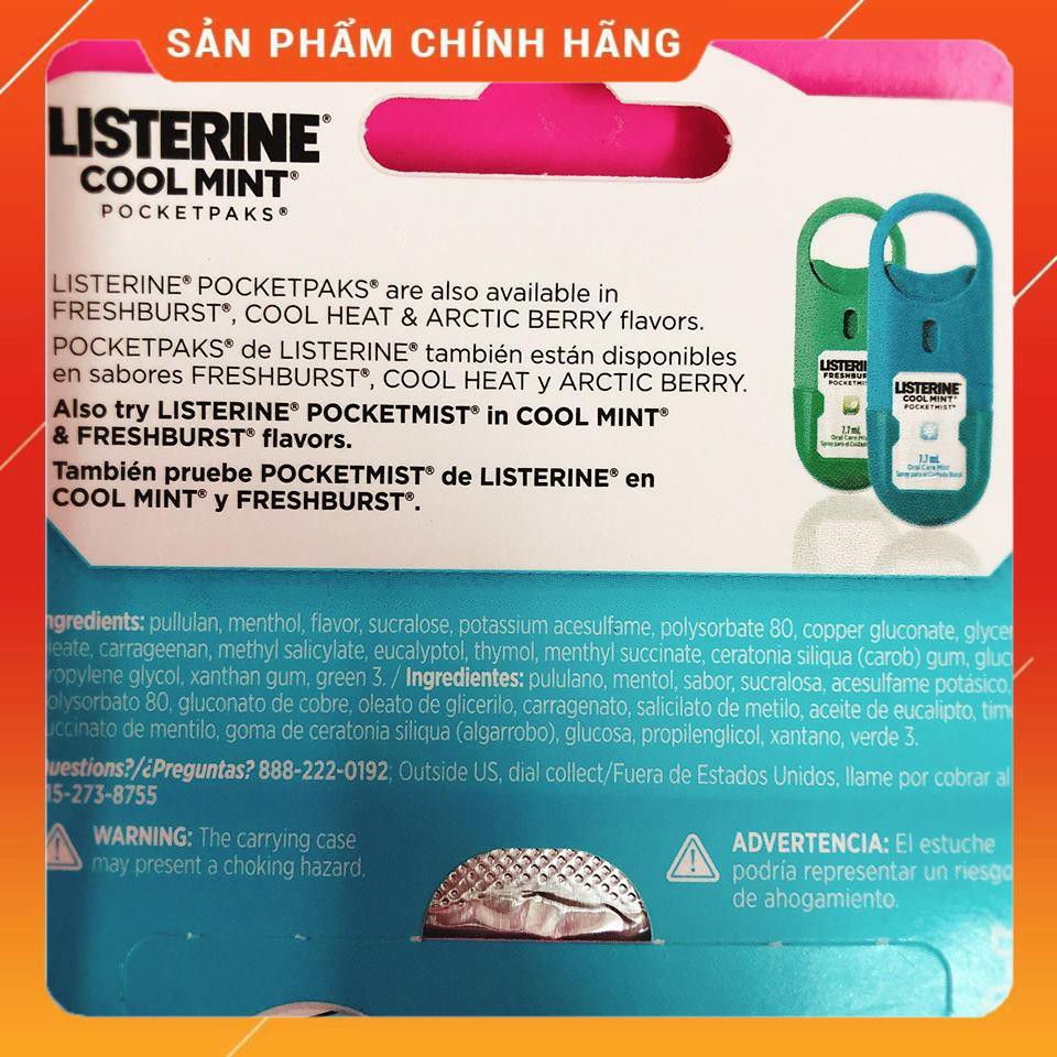 [HANG_MY] Miếng ngậm thơm miệng Listerine Pocketpaks vị Cool Mint [CHINH_HIEU]