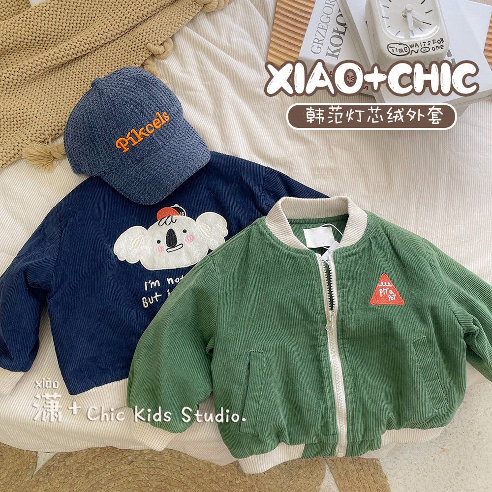 Áo Khoác Bóng Chày Bằng Nhung Thời Trang Xuân Thu Phong Cách Hàn Quốc In Họa Tiết Hoạt Hình Cho Bé Trai Và Gái