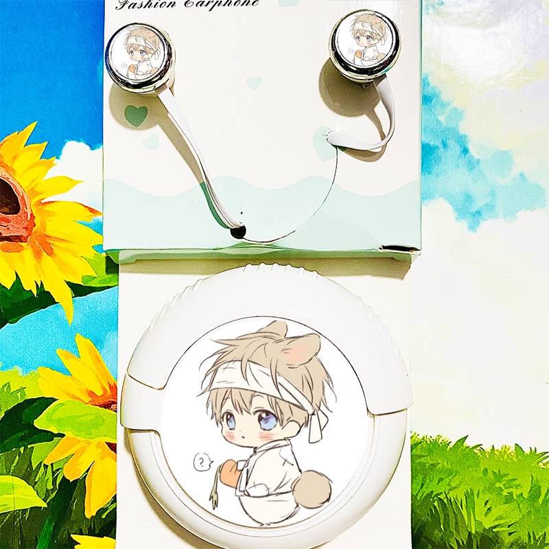 Tai nghe hộp tròn in hình NO LOVE ZONE chibi anime xinh xắn tiện lợi