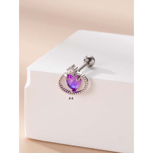 1 Khuyên Tai Hình Trái Tim Bằng Thép Không Gỉ 316L