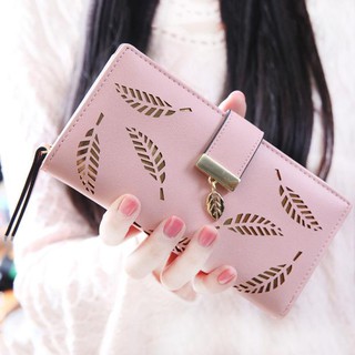 Ví da dài gập đôi hình lá cho nữ