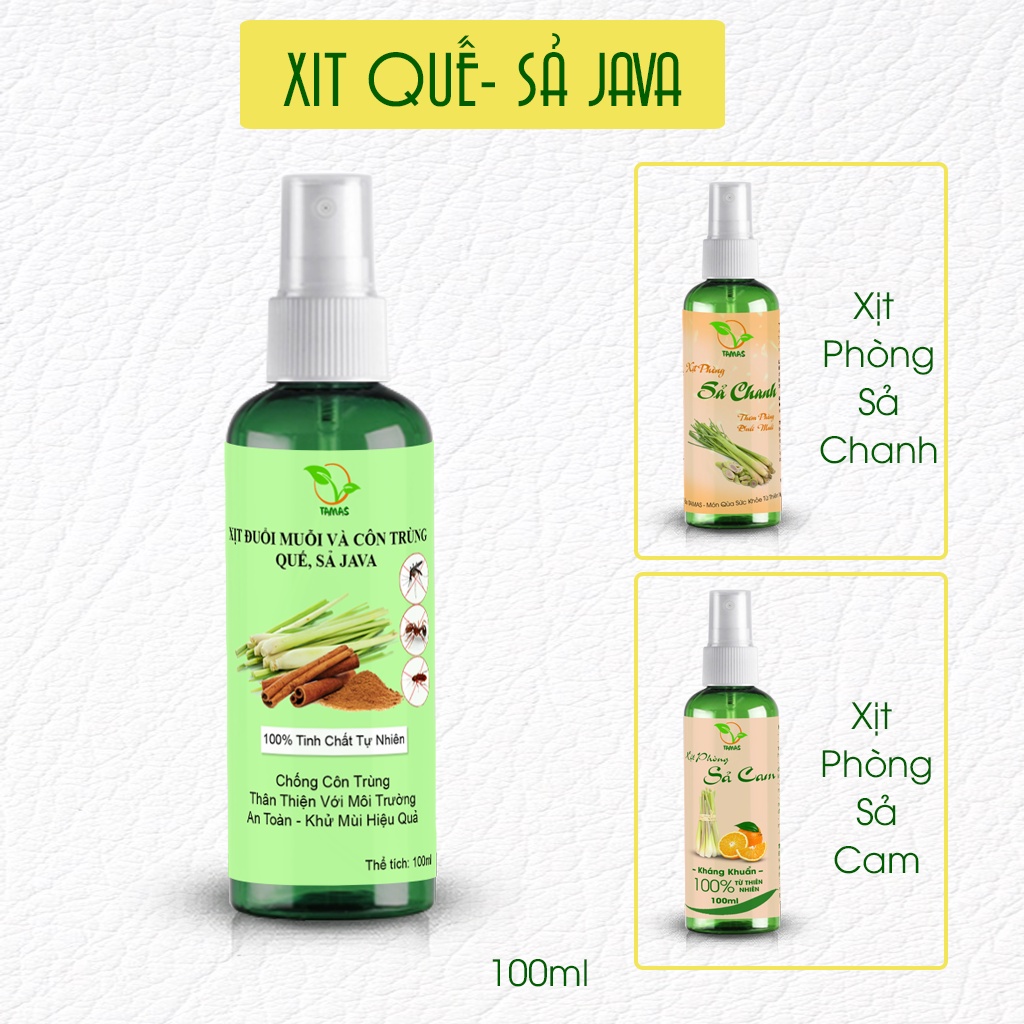 Chai xịt tinh dầu đuổi muỗi và côn trùng 100ml hương sả quế, hiệu quả, an toàn, tiết kiệm.