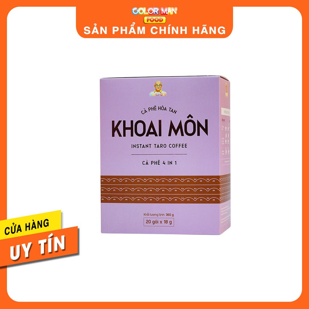 Cà Phê Khoai Môn Color Man set 20 gói với hương thơm khoai môn béo ngậy hòa quyện với hương vị cà phê đặc trưng