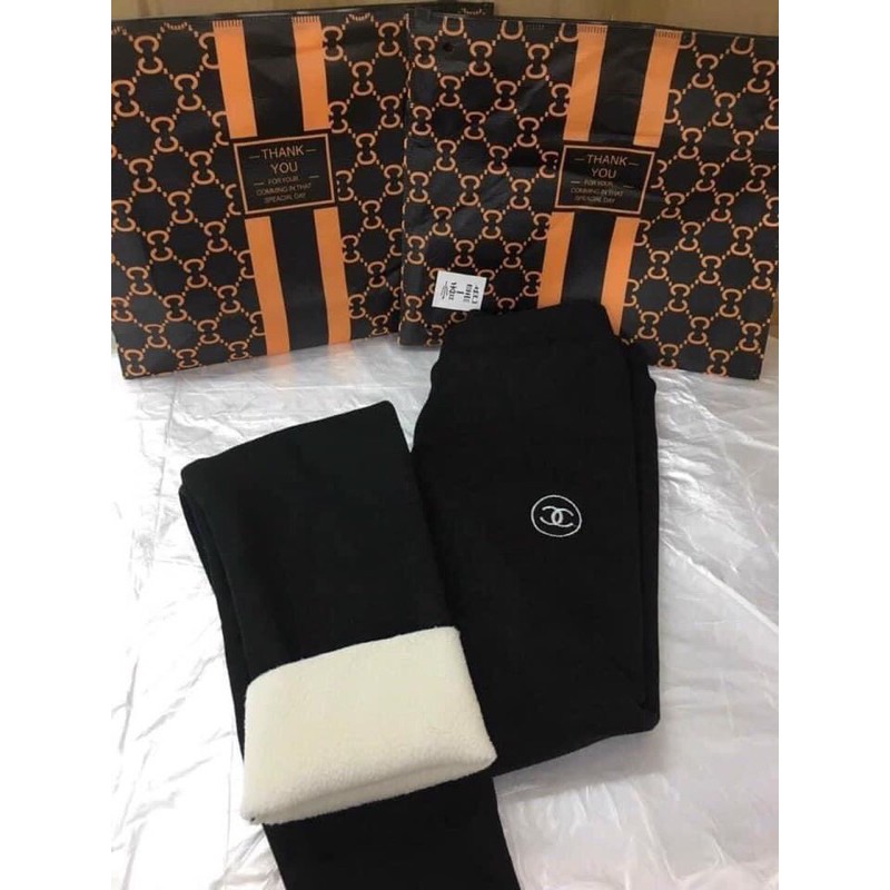 QUẦN LEGGING TĂM CẠP CHỮ LÓT LÔNG