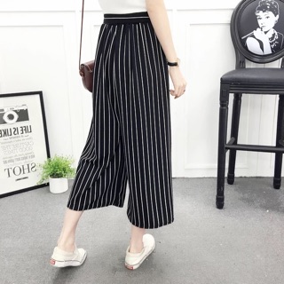 Quần Culottes nữ thắt nơ eo kẻ sọc chấm bi