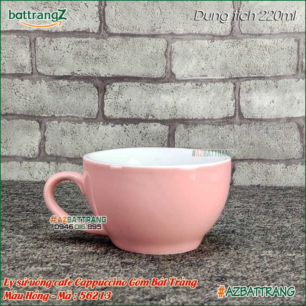 Ly tách sứ uống cafe pha máy Cappuccino màu Hồng AZBATTRANG