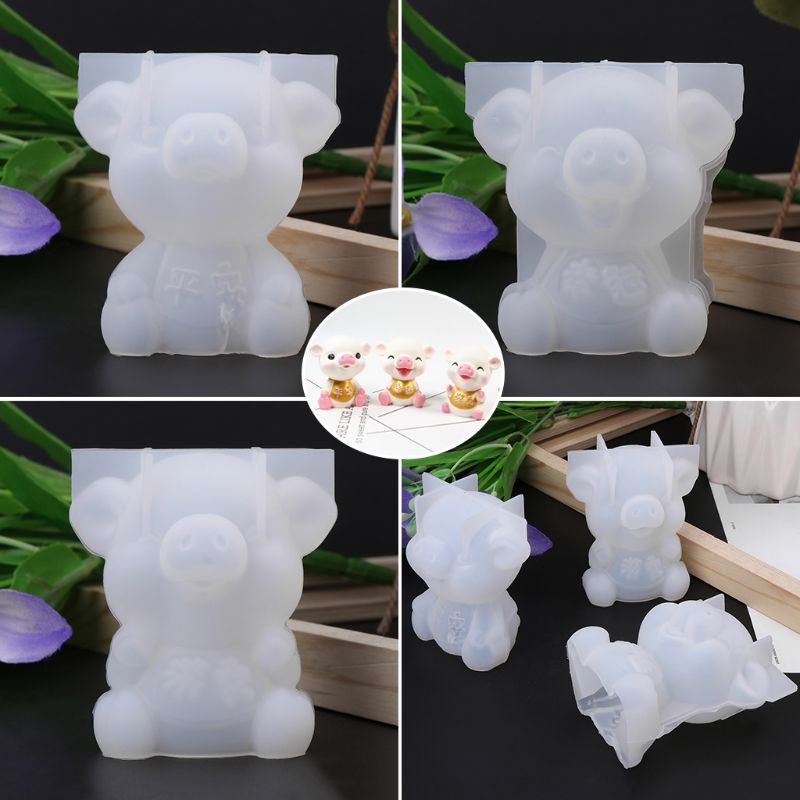 Khuôn Silicone Hình Chú Heo 3D Dùng Làm Bánh DIY