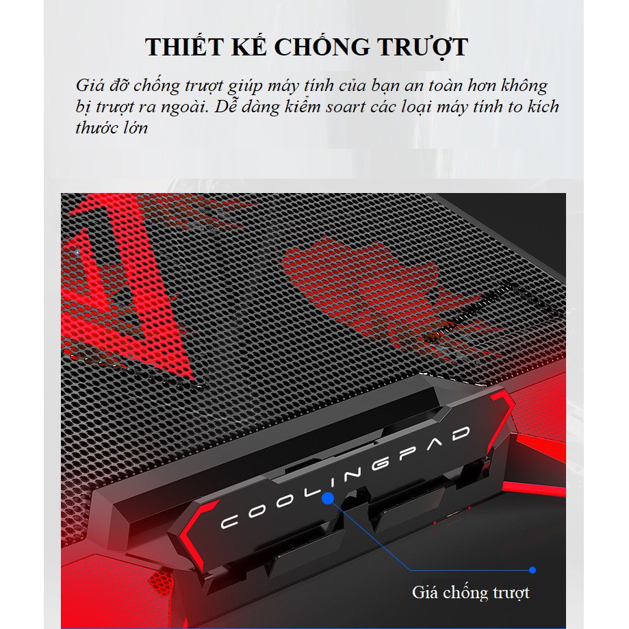 Đế Tản Nhiệt❤️FREESHIP❤️Đế Tàn Nhiệt Laptop Cao Cấp - Bộ Tàn Nhiệt H9.1 Quạt Mạnh Chạy Êm Tích Hợp Thêm Cổng USB