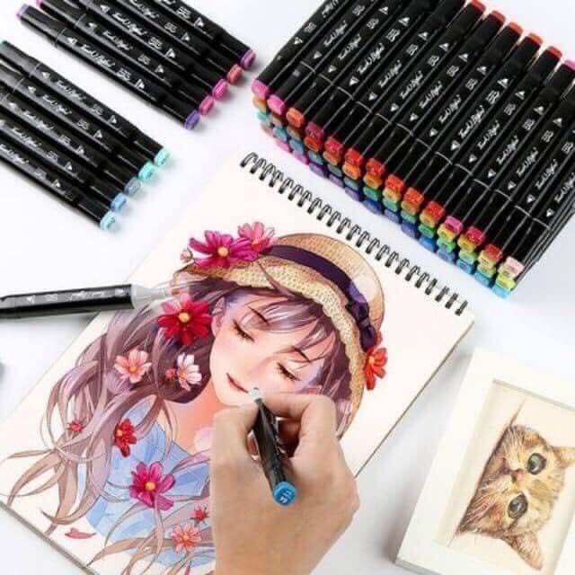 Bút màu Marker Touch Cool họa cụ tô màu dạ 2 đầu vẽ tranh anime Bộ 48 Bút Màu