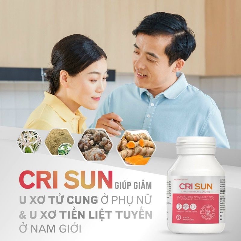 Combo 2 lọ CRI SUN mỗi lọ 50 viên - CRISUN chiết xuất trinh nữ hoàng cung, hỗ trợ giảm u xơ và tiểu đêm ở nam và nữ