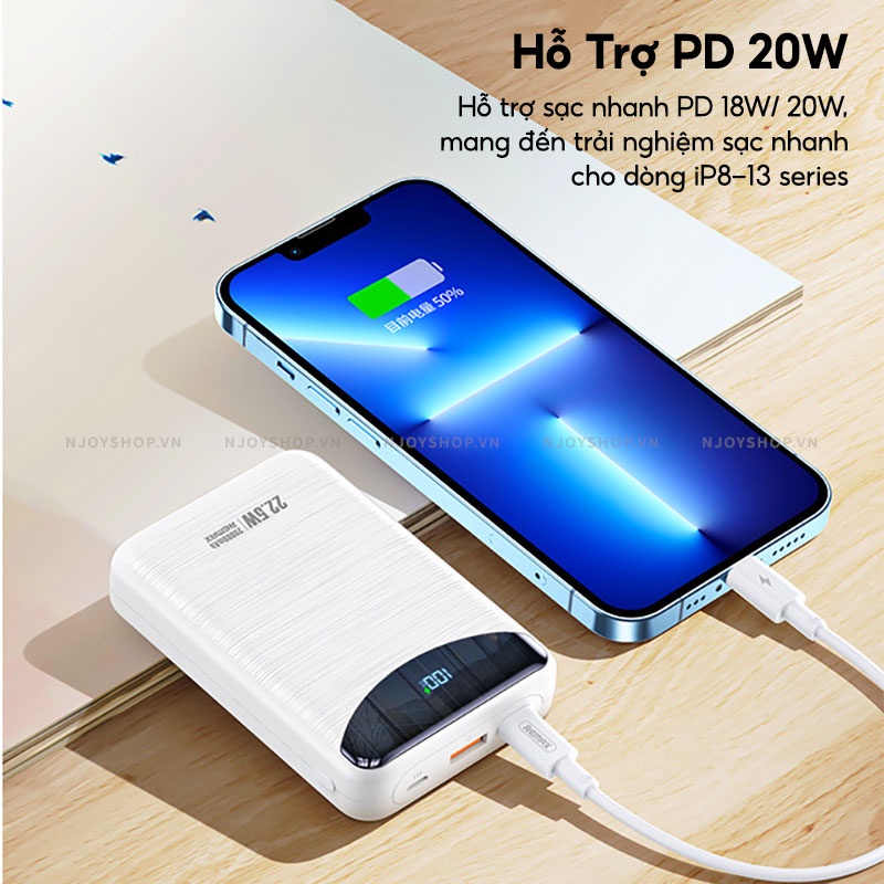 Sạc Dự Phòng Nhỏ Gọn Remax 20000mah Sạc Nhanh Lõi Polymer Cho Điện Thoại IP Samsung Huawei Xiaomi Njoyshop