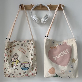 Túi Tote Vải Bố Đựng Đồ Canvas Đeo Chéo Sweet Cô Gái Bể Cá