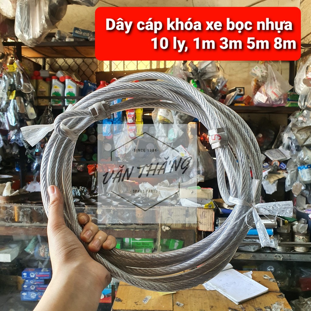 DÂY CÁP KHÓA XE BỌC NHỰA PHI 10mm