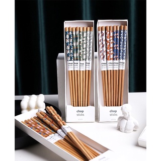 Set 8 đôi đũa gỗ hoạ tiết Nhật Bản