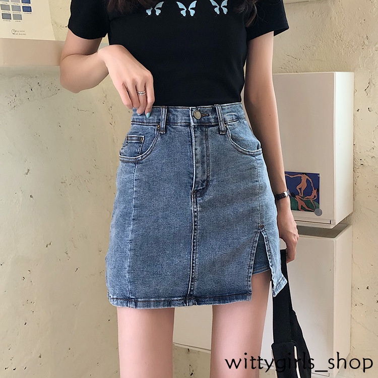 Wittygirls-đầm Ngắn Hakama Ôm Eo Cao Xẻ Tà Mùa Hè