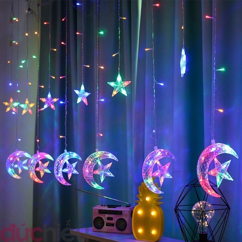 Dây đèn chớp trăng sao 12 sợi (vàng/đủ màu)