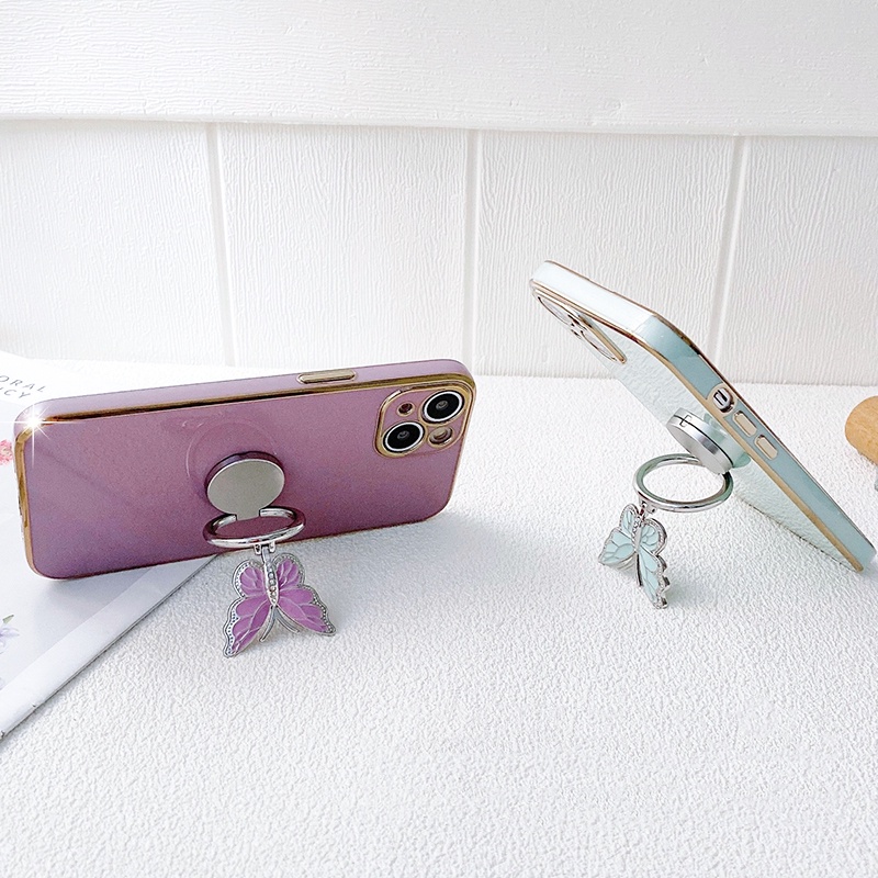 Ốp Điện Thoại Mềm Tích Hợp Giá Đỡ Hình Bướm Sang Trọng Dành Cho iphone 11 12 13 pro max ip 11 pro 12 pro 13 pro