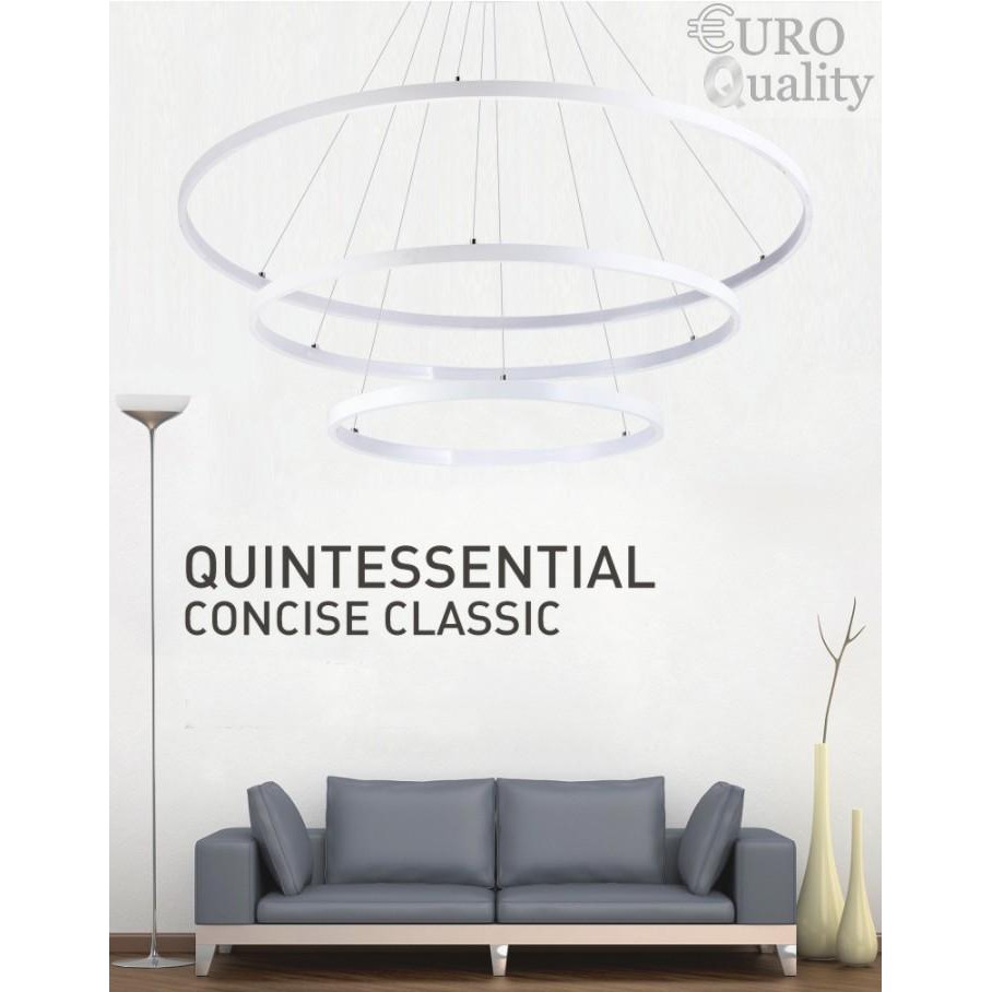 Đèn trần trang trí, đèn thả trần hình vòng cung 3 tầng cao cấp Euro Quality (20+40+60CM/75W) (Ánh sáng vàng)
